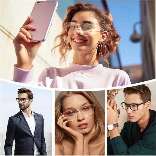 Vista 7 de NZKNP Gafas de luz azul para mujeres y hombres, protección contra la luz azul, gafas falsas Paquete de 2 - negro transparente