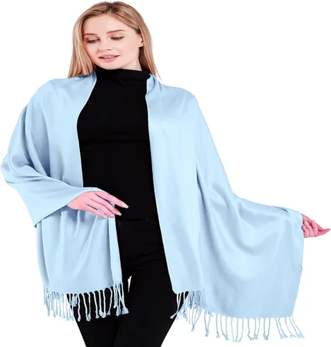 Vista 28 de CJ Apparel Solid Color Tassels Design Nepalese Shawl Seconds Scarf Wrap Stole Throw Head Wrap Pashmina Hand Made in Nepal Amarillo ámbar