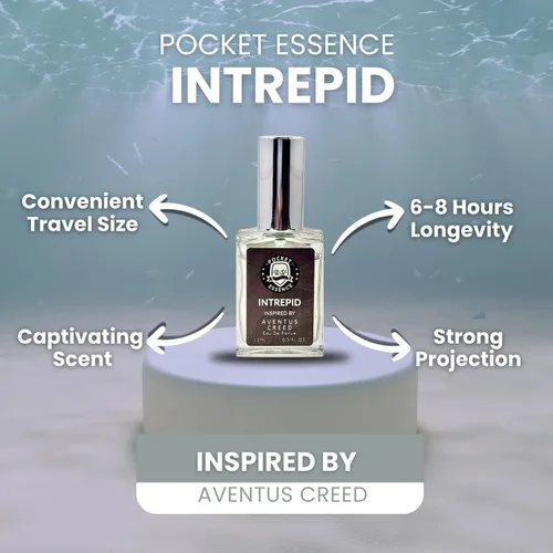 Vista 3 de Fragancia inspirada en Aventus Creed Eau de Parfum para hombre Intrepid 0.5 onzas líquidas 15ML