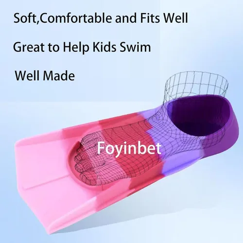 Vista 4 de Aletas de natación para niños, aletas cortas para niños y jóvenes, aletas de natación para entrenamiento de natación para niños, niñas, niños