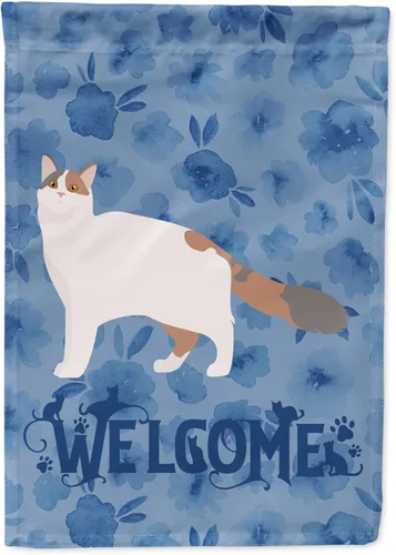 Vista 190 de Caroline's Treasures CK4813CHF - Bandera de bienvenida con gato abisinio azul, manga grande, para porche, para colgar en la pared, poliéster