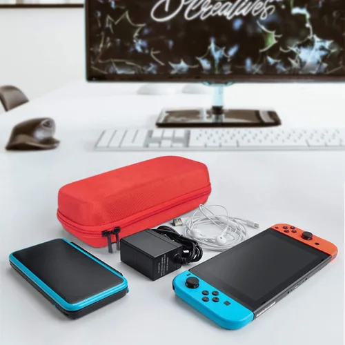 Vista 7 de Deruitu Switch - Funda de transporte compatible con Nintendo Switchmodelo OLED, adaptador de cargador de CA, con 20 cartuchos de juego, funda rígida