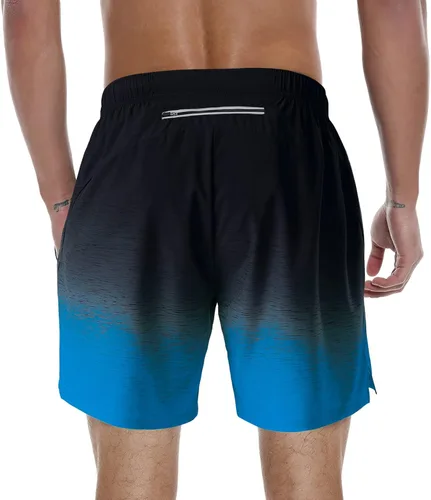 Vista 2 de YILOHKAH Pantalones cortos de entrenamiento para hombre 7 pulgadas secado rápido para gimnasio atletismo con bolsillo con cremallera