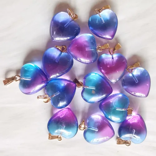 Vista 3 de Xeahung 12 colgantes en forma de corazón, cuentas de cristal de cristal para hacer joyas, pulseras, aretes, collares, adultos, proyectos