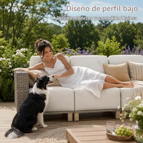 Vista 6 de Aoxun Juego de muebles de patio con cojines de 10 pulgadas de grosor