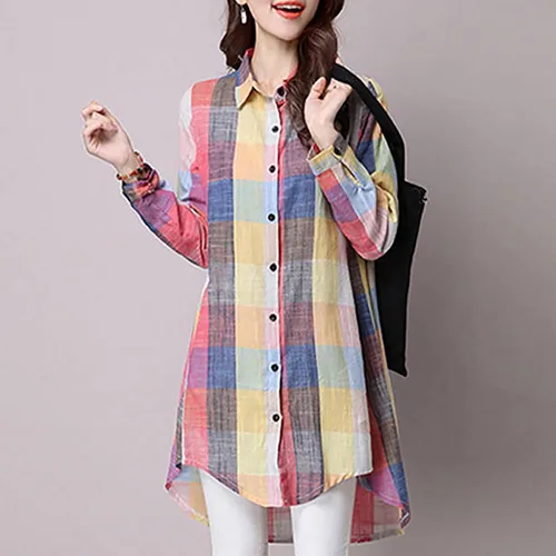 Vista 3 de Long Sleeve Shirts for Women Spring Summer Dressy Casual Button Down Plus Size Tops Office Work Blouses