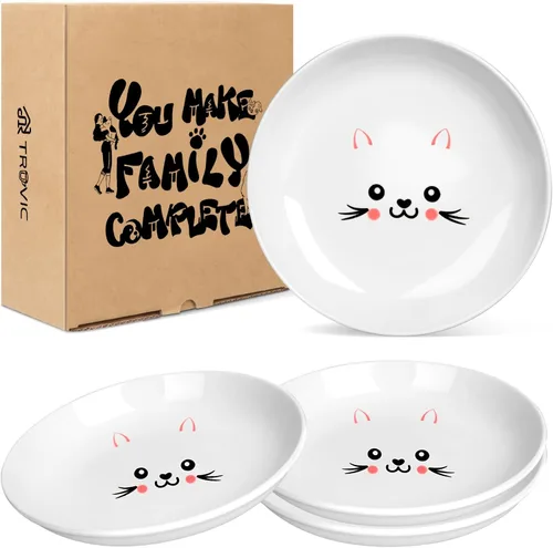 Vista 9 de TRUVIC Paquete de 4 cuencos de cerámica para gatos, platos de cerámica de 5.9 pulgadas para gatos de interior y perros pequeños, cuencos antifatiga