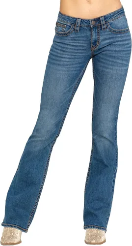 Vista 2 de Jeans de corte de bota para mujer, pantalones de mezclilla lavados bordados