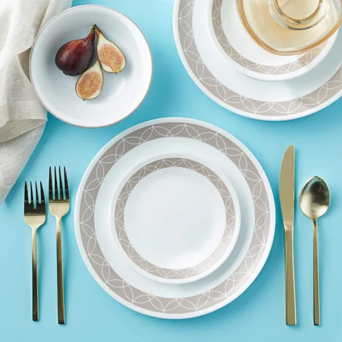 Vista 2 de Corelle Platos de Pan Resistentes a las Astillas, 8 Piezas, Sand Sketch