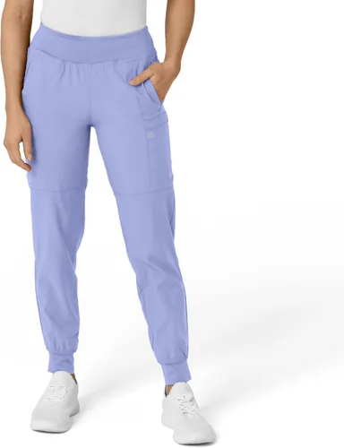 Vista 12 de Pantalón de hospital para mujer con cintura cómoda y estilo jogger, rojo, talla S Negro
