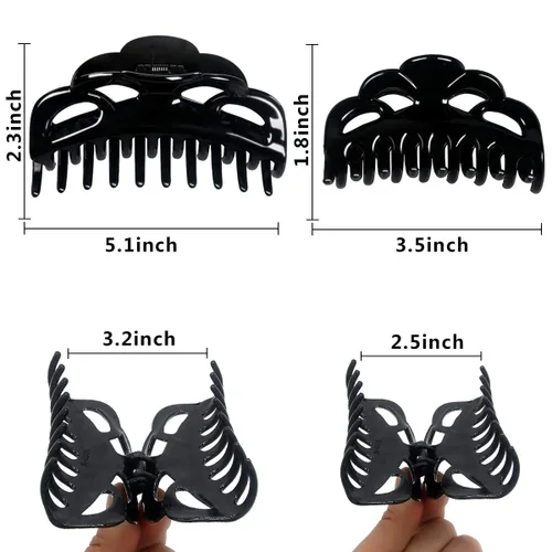 Vista 2 de Pinzas para cabello grandes de plástico, para mujeres con cabello grueso