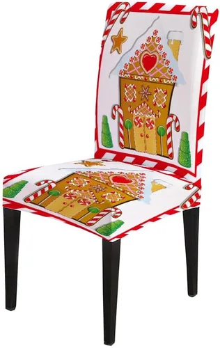 Vista 244 de CAPSCEOLL Christmas Dining Chair Covers,Snowflakes Festive Winter Pattern Stretch Chair Covers for Dining Room Set of 2 Washable Spandex Parson