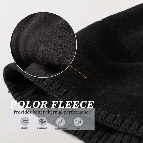 Vista 4 de Gorros de vellón para hombre, resistentes al viento, elásticos, de punto de invierno, para exteriores, esquí, correr
