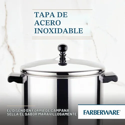 Vista 9 de Farberware Olla clásica de acero inoxidable de 8 cuartos con tapa, olla de acero inoxidable con tapa, color plateado
