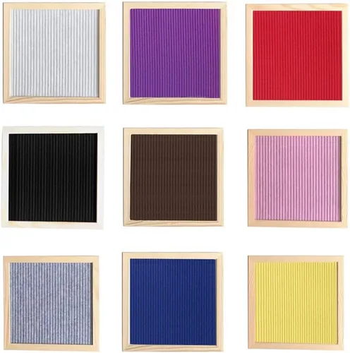 Vista 3 de Tablero de mensajes de madera, tablero de letras de fieltro, panel de mensajes de 10 x 10 pulgadas con 170 calcomanías de letras, para decoración