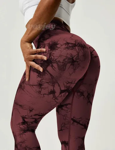 Vista 3 de VOYJOY Leggings sin costuras para mujer, pantalones deportivos de yoga de cintura alta, mallas elásticas con efecto de levantamiento de glúteos