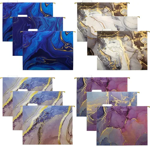Vista 6 de Global Printed Products Carpetas colgantes impresas de diseñador de lujo, 4 patrones, tamaño carta, 12 por paquete (floral abstracto)