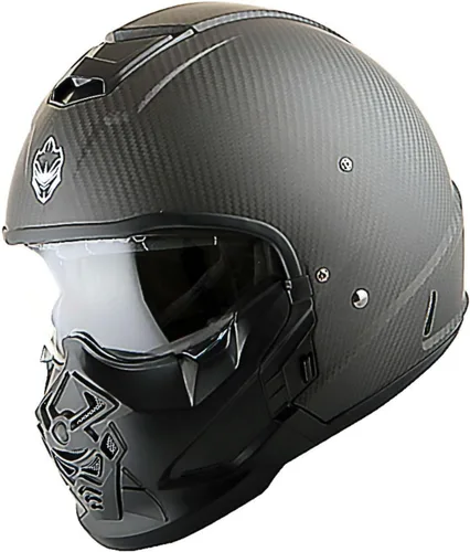 Vista 9 de Martian Genuine Real Carbon Fiber Motorcycle Full Face Helmet HB-B2 Open Face Glossy Carbon Black, DOT Approved