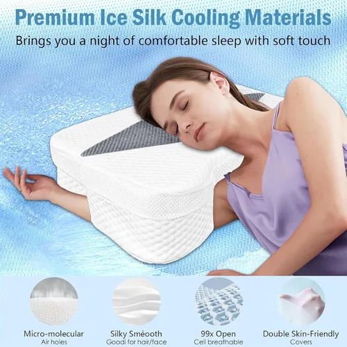 Vista 4 de Almohada para dormir de lado con orificios para los brazos, almohada de espuma viscoelástica para alivio del dolor cervical, cuello y hombros