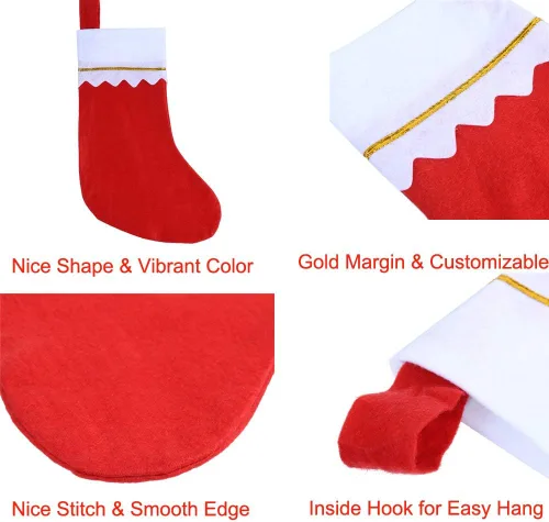Vista 3 de CCINEE 12 medias de Navidad de fieltro rojo de 15 pulgadas para decoración de Navidad