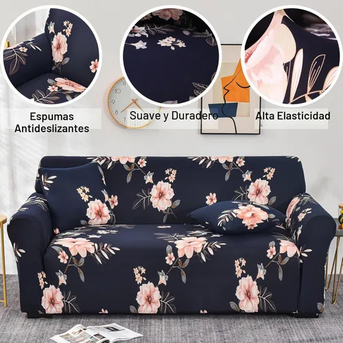 Vista 2 de Funda estampada para sofá, funda elástica para sofá, protector de sofá para sofá de 3 plazas, funda elástica para sofá con 1 funda de almohada