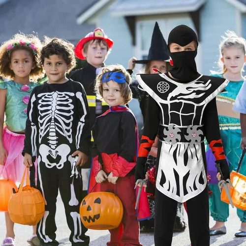 Vista 5 de Emorefun Conjunto de disfraz de Ninja Deluxe para niños, disfraz de Kung Fu ideas de Halloween