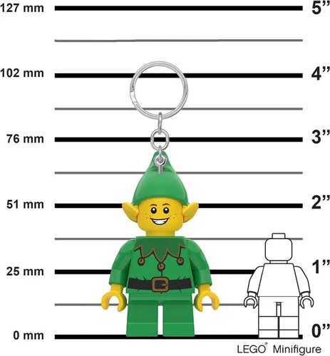 Vista 3 de LEGO Minifigure - Llavero de luz grande de 3 pulgadas de alto, elfo navideño (KE181H), regalo de vacaciones, relleno de calcetines