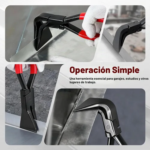 Vista 3 de BILITOOLS Juego de herramientas de costura de mano de 3 piezas para chapa de metal, juego de alicates de doblado de chapa de metal rectos