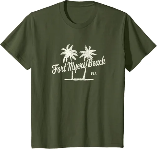 Vista 15 de Fort Myers Beach Florida Vintage 70s Palm Trees Graphic T-Shirt