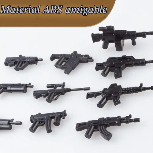 Vista 6 de Paquete de armas militares, bloques de construcción para figuras de soldado, kit de equipo del ejército, piezas y accesorios de piezas compatibles