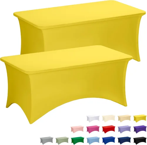 Vista 16 de Fixwal Paquete de 6 Manteles de Mesa Rectangulares, Cubierta de Mesa de 6 Pies, Mantel Blanco Rectangular Ajustado Elástico Rectangular, Cubierta