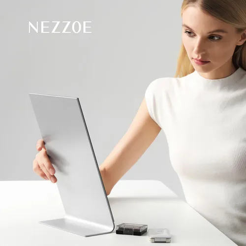 Vista 5 de NEZZOE Espejo de maquillaje sin marco de 12 x 7 pulgadas, espejo de 12 in-plata