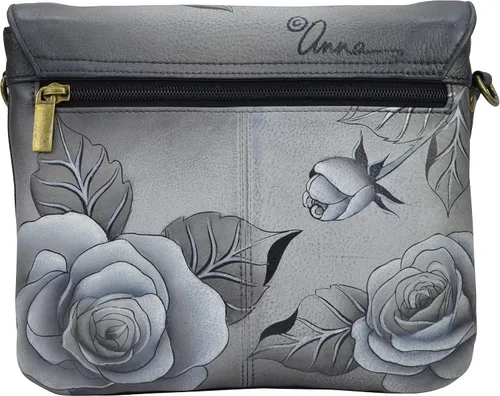 Vista 2 de Anna by Anuschka Bolso cruzado de cuero con solapa de triple compartimento para mujer