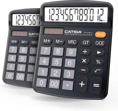 Vista 9 de CATIGA CD-2786 - Calculadora de escritorio de 12 dígitos con pantalla LCD grande y botón sensible, energía solar dual y batería, función estándar