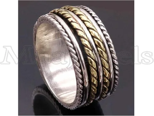 Vista 3 de 925 Sterling Silver Spin Band Ring, Handmade Wide Ring, Calming Meditation Fidget Jewelry, Christmas Gift for Women