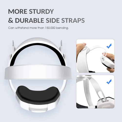 Vista 6 de QWOS Head Strap with 5200mAh Battery for Oculus Quest 2 - Extend 4hrs Playtime - Adjustable Elite Strap for Enhanced Support and Comfort in VR