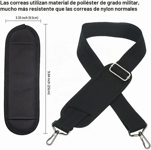 Vista 2 de JAKAGO Correa de hombro ancha de repuesto de 59 pulgadas, correa ajustable para cinturón de hombro con ganchos de clip y cómoda almohadilla