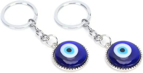 Vista 7 de Yosoo Health Gear - Llaveros contra el mal de ojo, 2 llaveros de mal de ojo, amuleto de esmalte de color aleación, llavero de cristal colgante azul