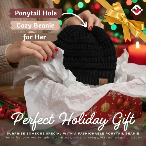 Vista 11 de Funky Junque - Gorro para mujer con ranura para cola de caballo
