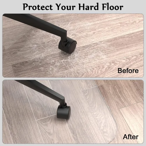 Vista 6 de Blvornl Tapete para silla de oficina para suelo de madera dura, protector de plástico resistente para silla de oficina, rectangular transparente