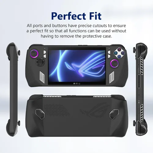 Vista 6 de Funda protectora de silicona para consola de juegos ASUS ROG Ally 2023, funda a prueba de caídas para ASUS Rog Ally 2023 (negro)