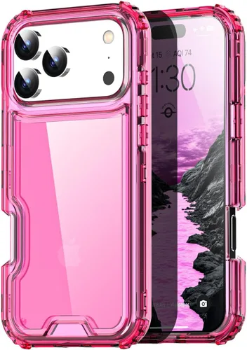 Vista 28 de AICase para iPhone 17 Transparente, Resistente Duradera de 3 Capas de Cristal Transparente [No amarillea]