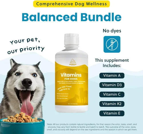 Vista 13 de Vitaminas y suplementos 100 % naturales para perros – Multivitamina líquida para perros – Vitaminas para perros mayores – Multivitaminas para perros
