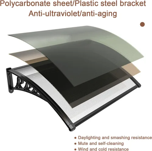 Vista 3 de Sun Shade Patio Window Awning,Outdoor Front Door Canopy,UV Rain Snow Protection One-Piece Polycarbonate Hollow Sheet,Air Conditioner Polycarbonate