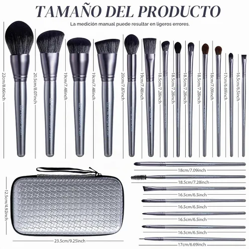 Vista 7 de BS-MALL Juego de 20 brochas de maquillaje (A-Silver Silver)