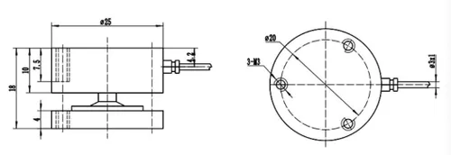 Vista 4 de medida instantánea φ25 de la fuerza de impacto del sensor plano de la célula de carga de la caja de membrana 220.5 lbs