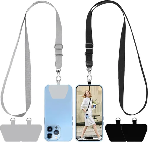 Vista 21 de SHANSHUI Cordón para teléfono, correa para el cuello y correa para la muñeca, soporte universal para funda de teléfono, anclaje para todos los Negro
