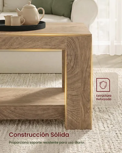 Vista 6 de VASAGLE Mesa auxiliar, mesa central de 2 niveles con encanto rústico