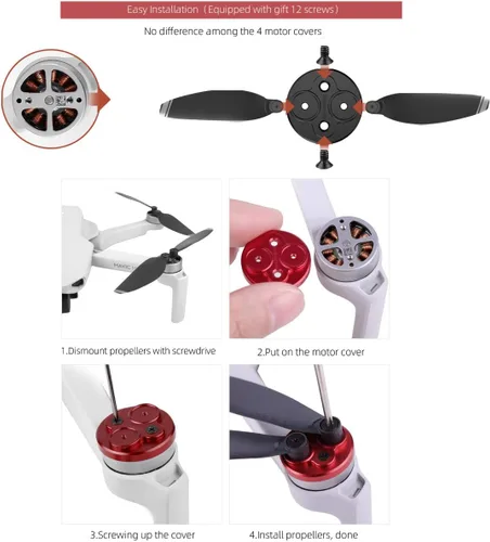 Vista 5 de Darkhorse - Tapa de aluminio mejorada para motor de 4 piezas para DJI Mavic Mini Dron, accesorio a prueba de polvo, impermeable, soportes