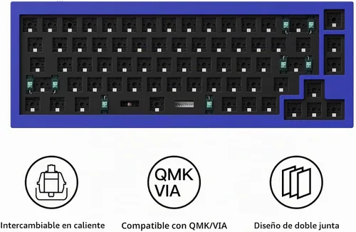 Vista 2 de Keychron Teclado mecánico personalizado Q2 versión barebone con cable de aluminio completo, macro programable QMK/VIA, compatible con Mac Windows